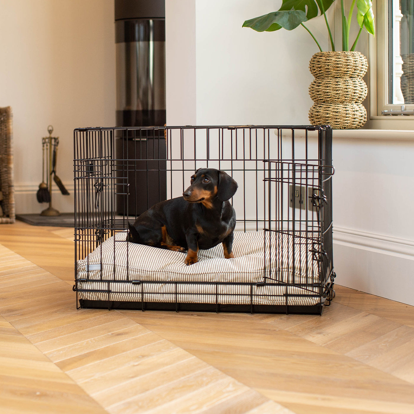 Luxury Heavy Duty Dog Crate, In Stunning Regency Stripe Crate Set Cushion, The Perfect Dog Crate Set For Building The Ultimate Pet Den! Dog Crate Cover Available To Personalise at Lords & Labradors