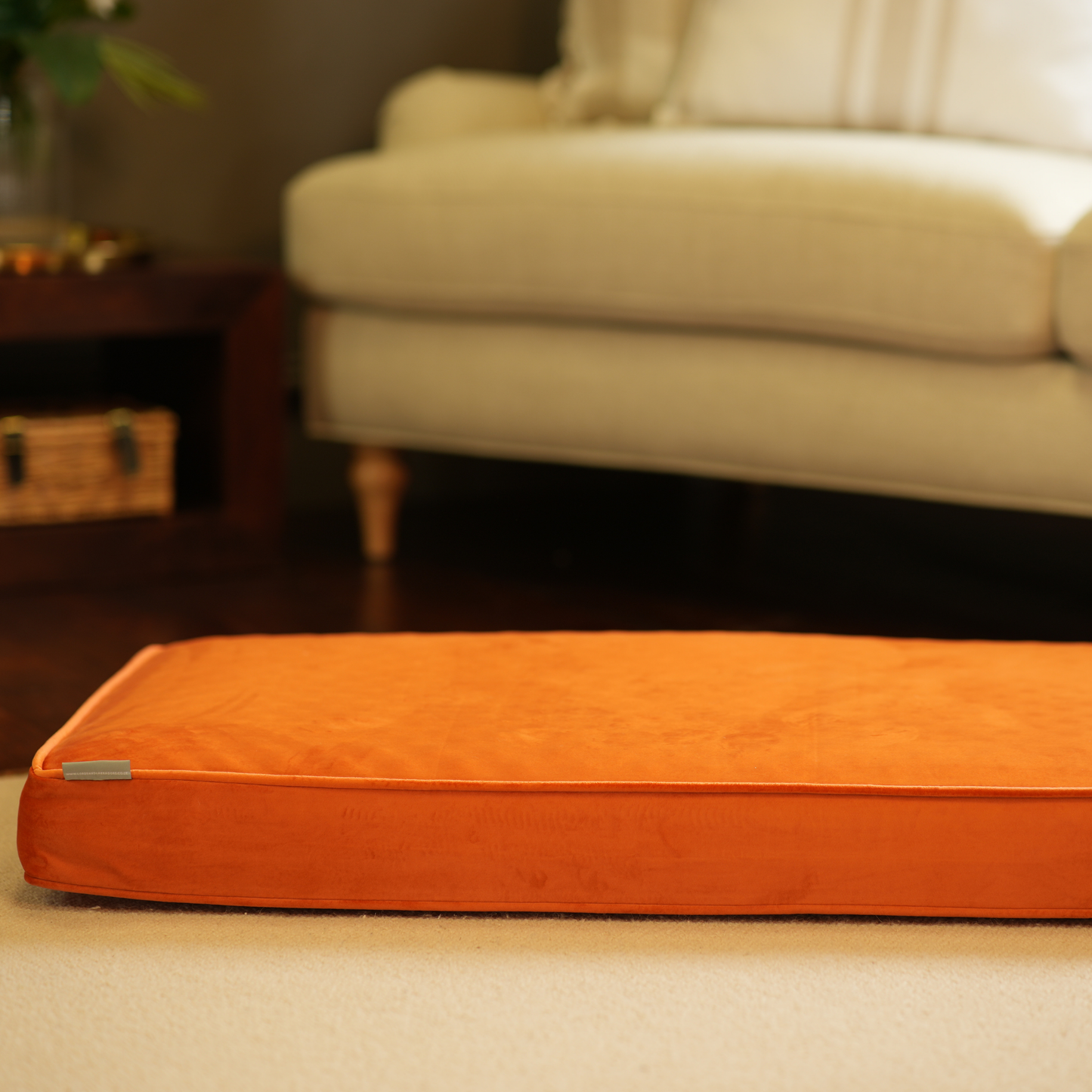 Dog Cushion in Pumpkin Velvet by Lords & Labradors