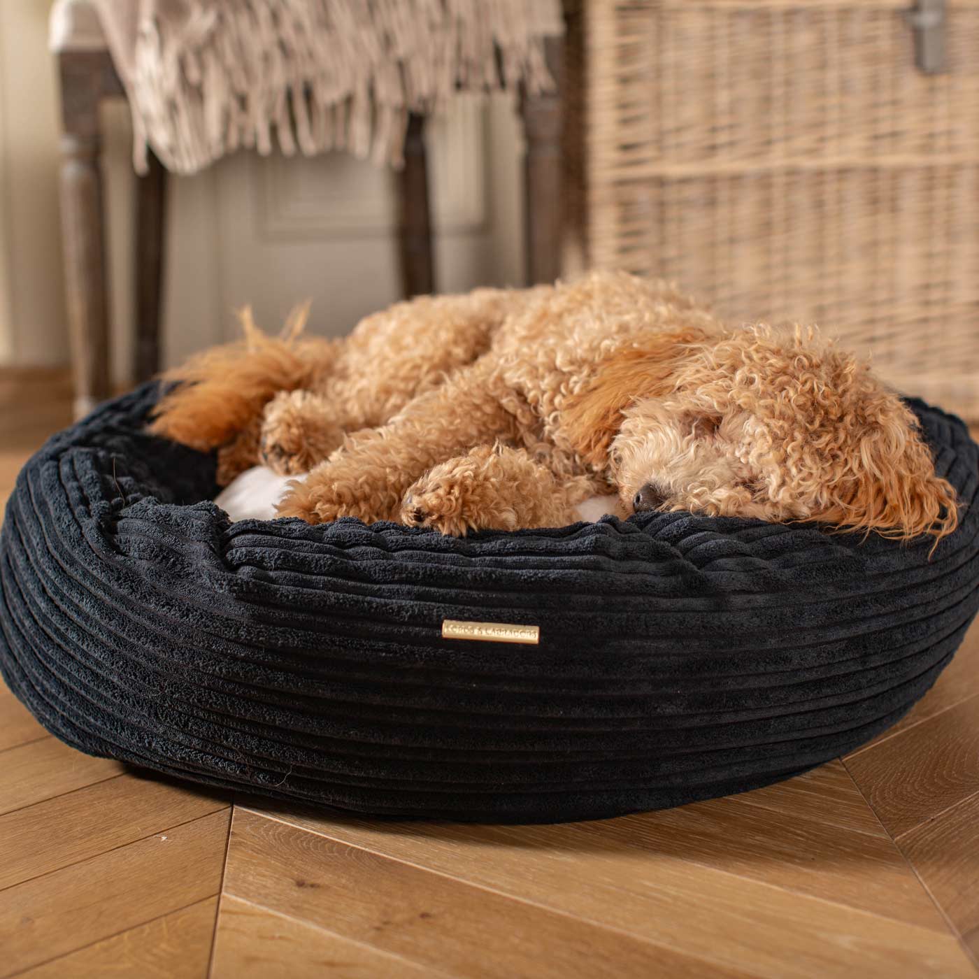 Discover Our Handmade Luxury Donut Dog Bed, In Navy Essentials Plush, The Perfect Choice For Puppies Available Now at Lords & Labradors