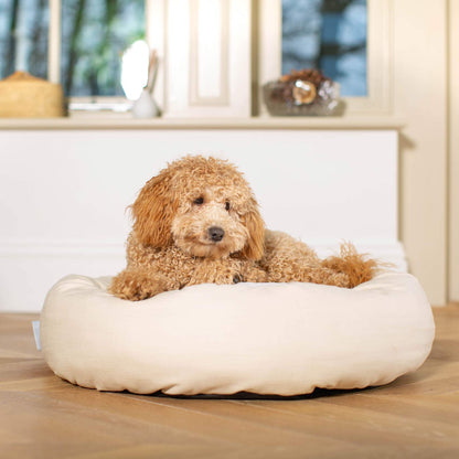 Discover Our Handmade Luxury Donut Dog Bed, In  Savanna Bone, The Perfect Choice For Puppies Available Now at Lords & Labradors
