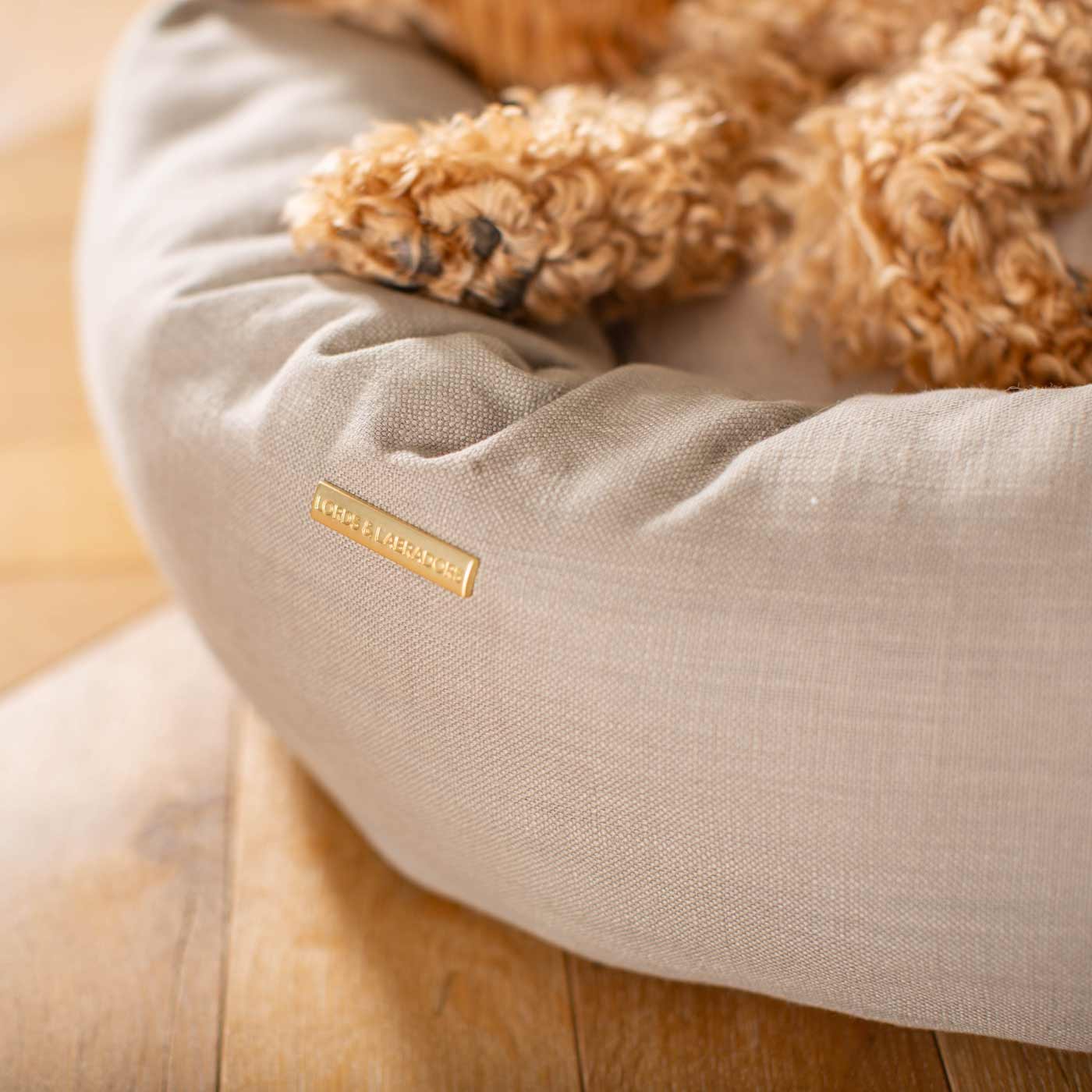 Discover Our Handmade Luxury Donut Dog Bed, In Savanna Stone, The Perfect Choice For Puppies Available Now at Lords & Labradors