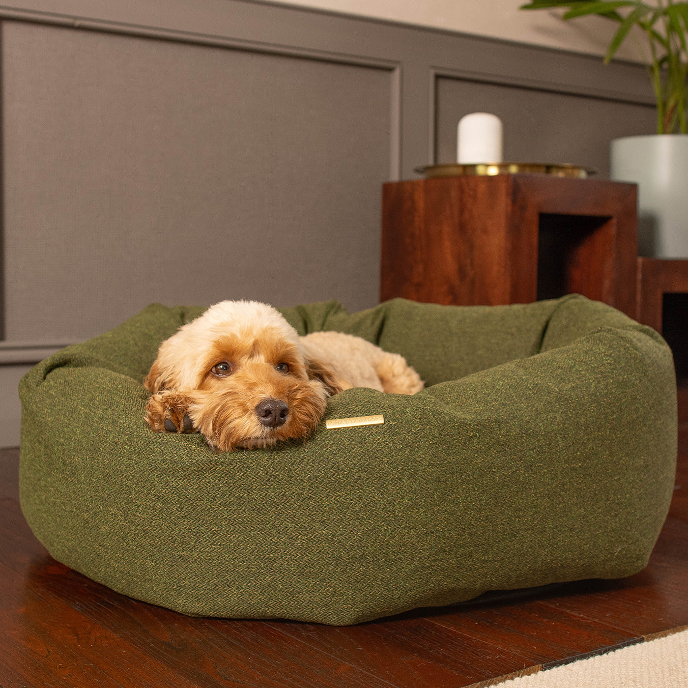 Donut Bed With Removable Covers in Moss Orkney Tweed by Lords & Labradors