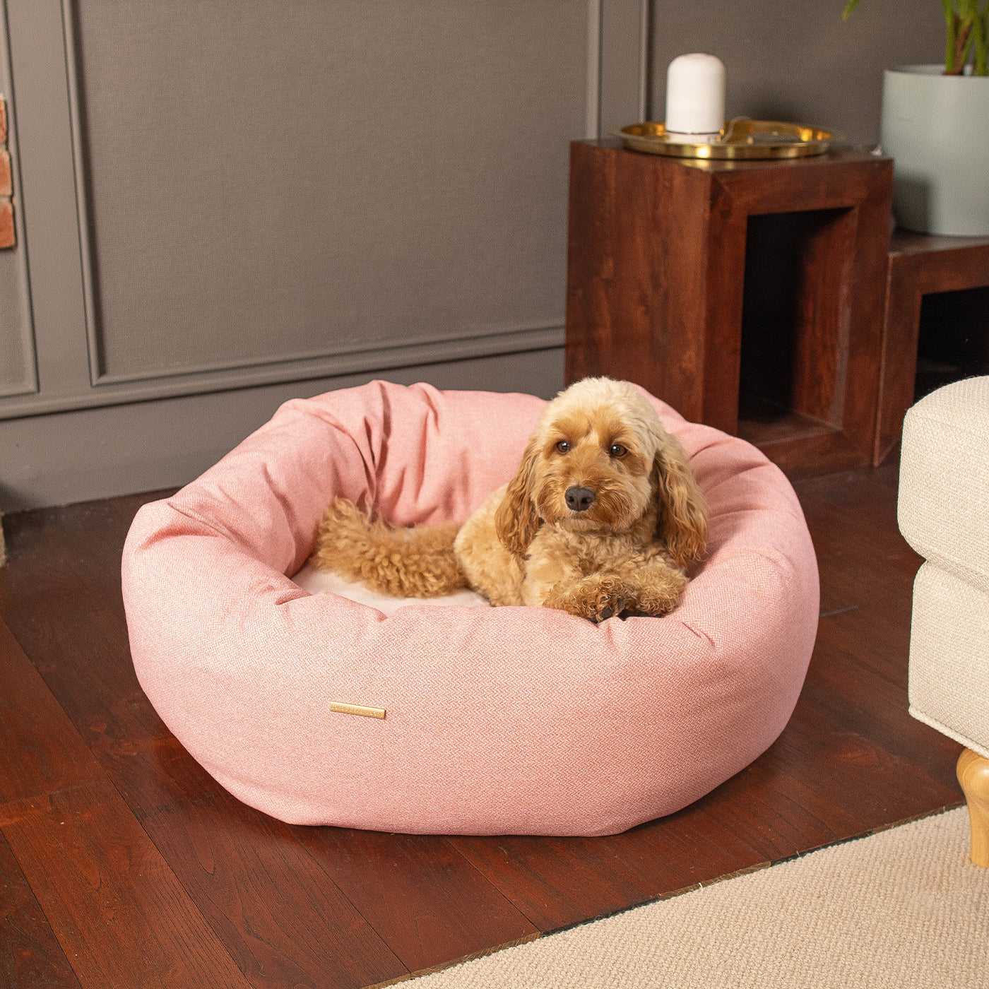 Donut Bed With Removable Covers in Peony Orkney Tweed by Lords & Labradors