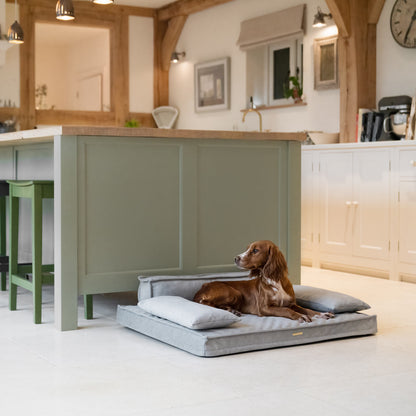 Introducing our luxury dog sofa in stunning ash grey, featuring squishy foam inner for maximum comfort and removable arms to adjust your dog’s sleeping preference! The perfect sofa for dogs available now at Lords & Labradors    