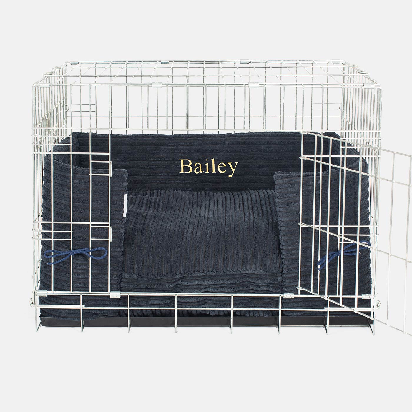 Luxury Dog Crate Bumper, Essentials Plush Crate Bumper in Navy The Perfect Dog Crate Accessory, Available To Personalise Now at Lords & Labradors