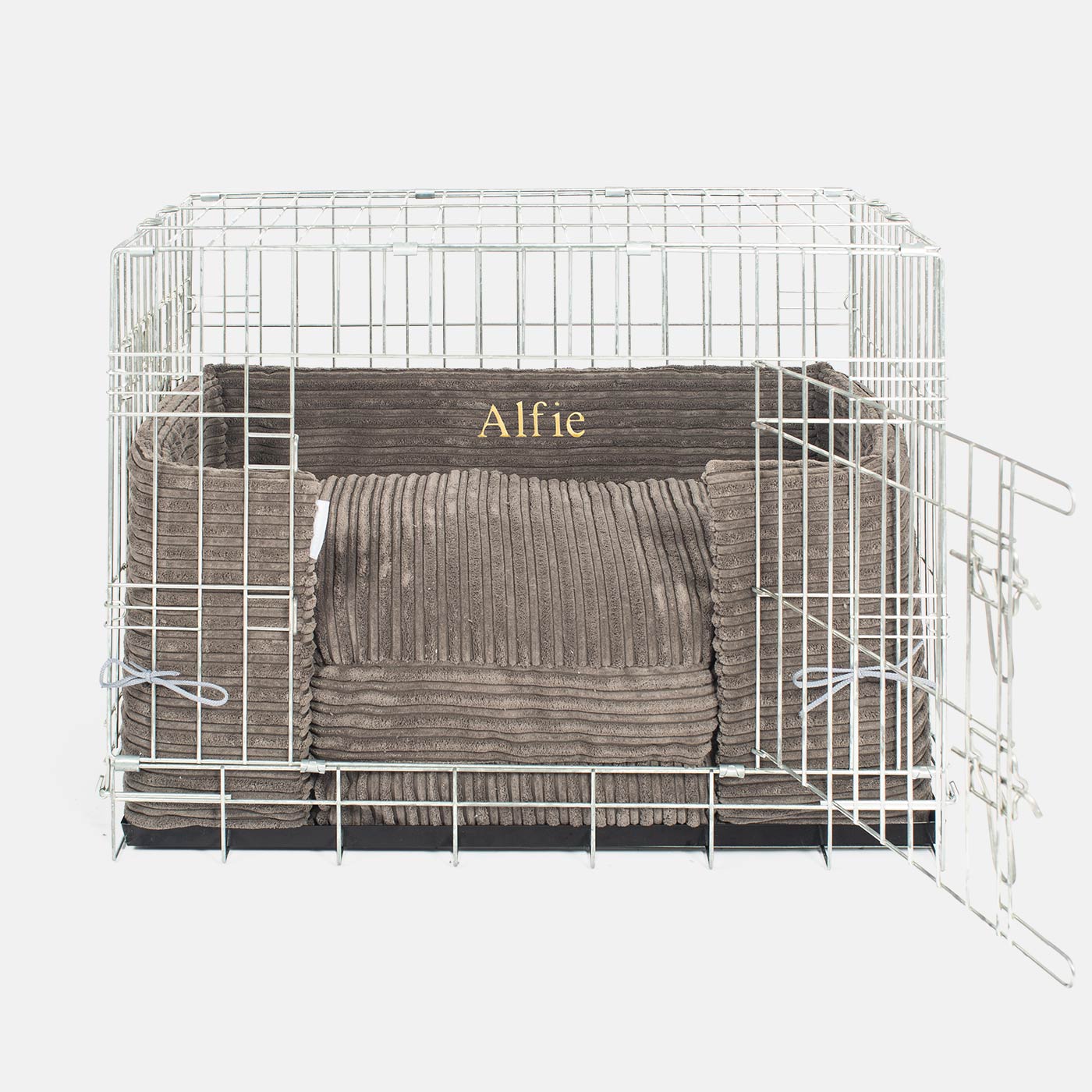 Luxury Dog Crate Bumper, Essentials Plush Crate Bumper in Dark Grey The Perfect Dog Crate Accessory, Available To Personalise Now at Lords & Labradors