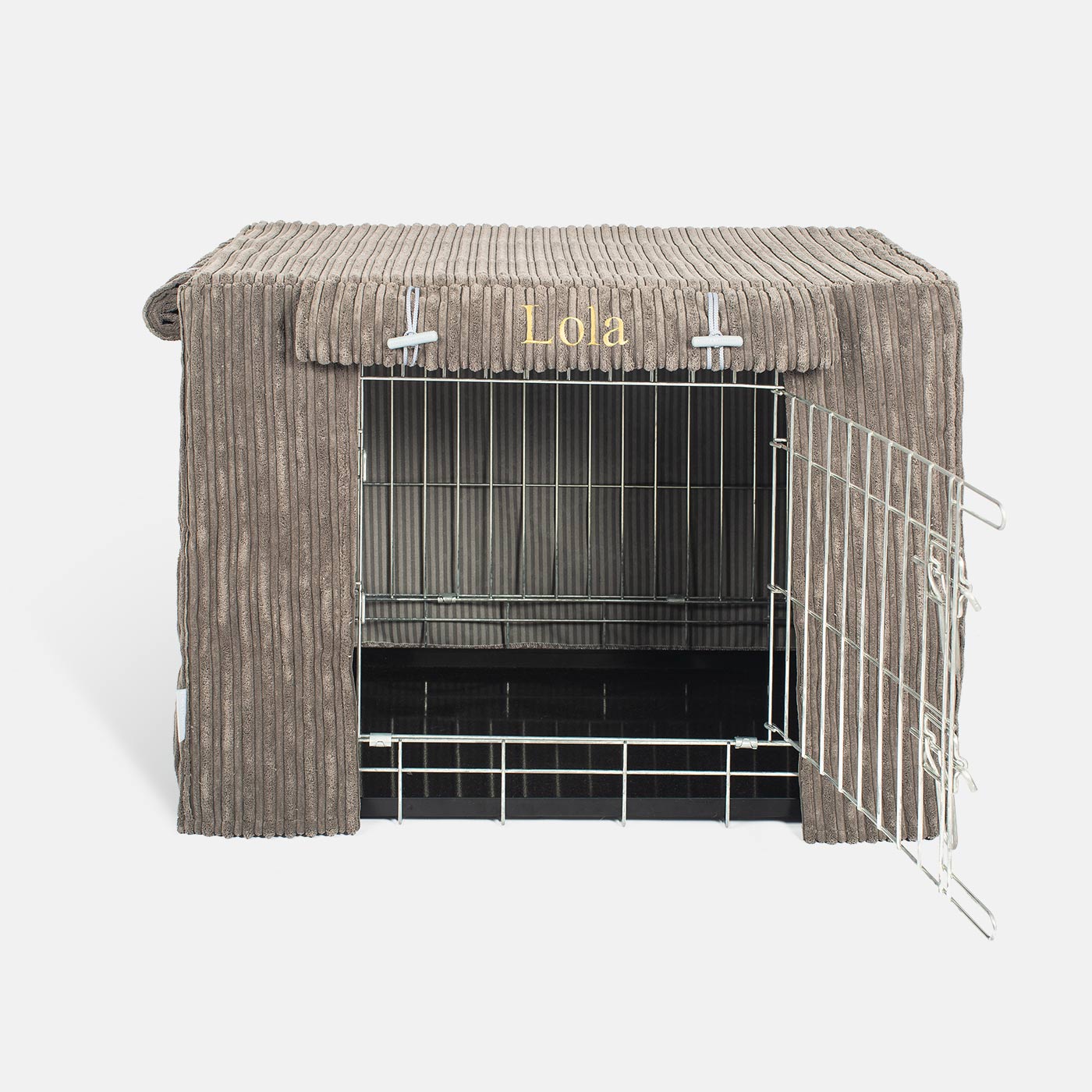 Luxury Dog Crate Cover, Essentials Plush Dark Grey Crate Cover!  The Perfect Dog Crate Accessory, Available To Personalise Now at Lords & Labradors