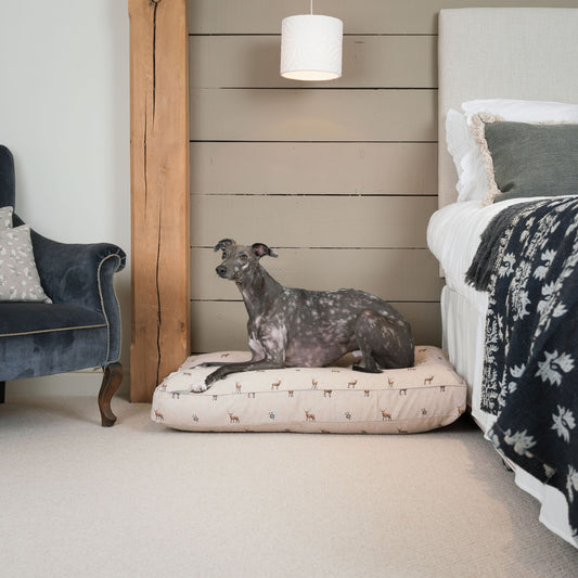 Luxury Dog Cushion, in Woodland Stag. Available For Pet Personalisation, Handmade Here at Lords & Labradors! Order The Perfect Pet Cushion Today For The Ultimate Burrow!