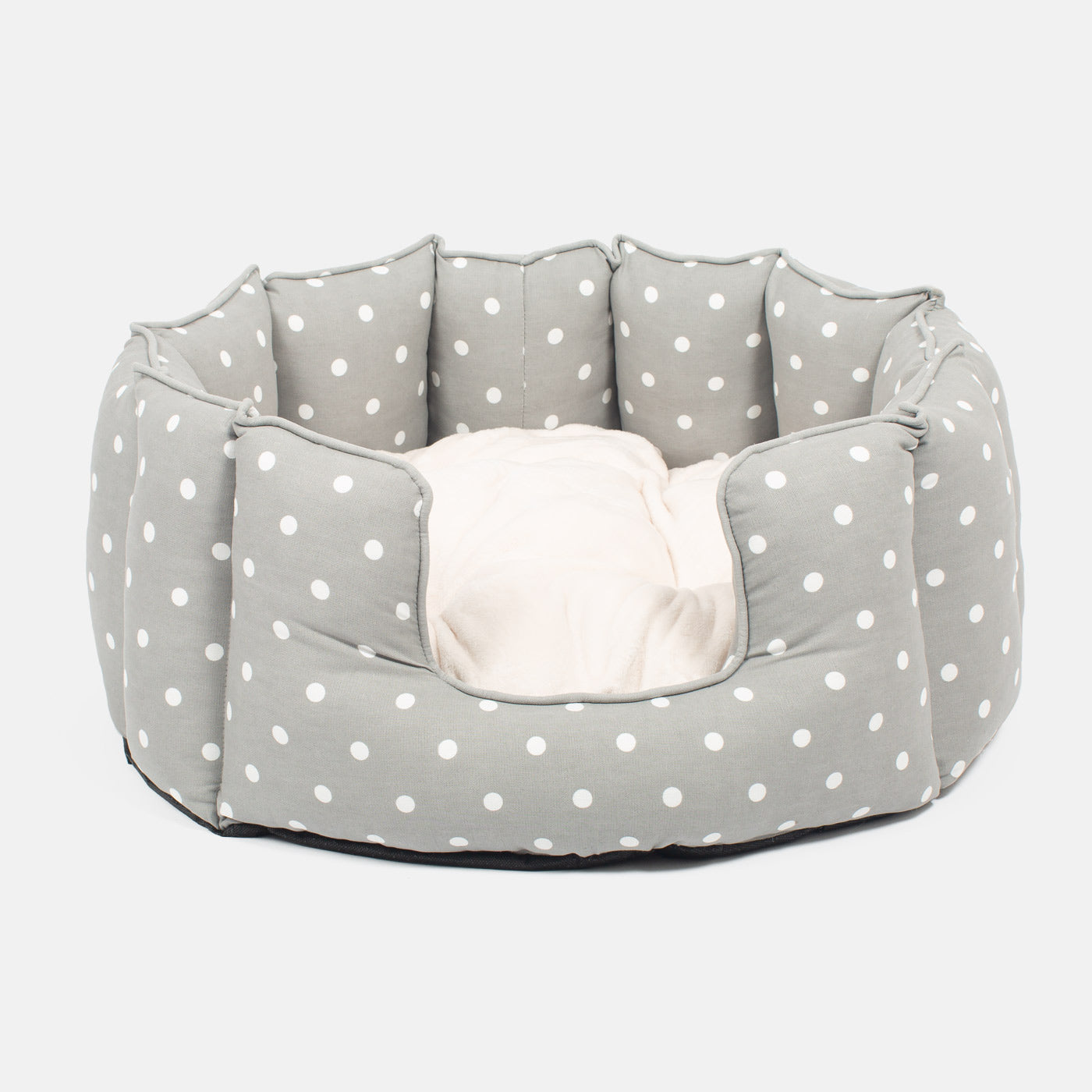 Discover Our Luxurious High Wall Bed For Cats & Kittens, Featuring Reversible Inner Cushion With Teddy Fleece To Craft The Perfect Cat Bed In Stunning Grey Spot! Available To Personalise Now at Lords & Labradors    