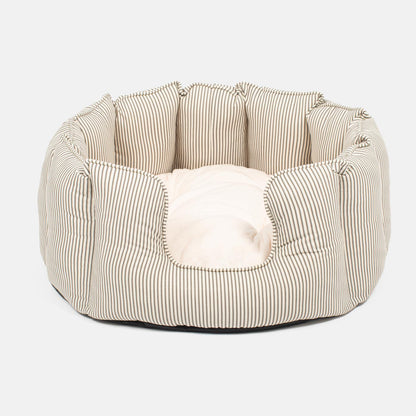 Discover Our Luxurious High Wall Bed For Cats & Kittens, Featuring Reversible Inner Cushion With Teddy Fleece To Craft The Perfect Cat Bed In Stunning Regency Stripe! Available To Personalise Now at Lords & Labradors 
