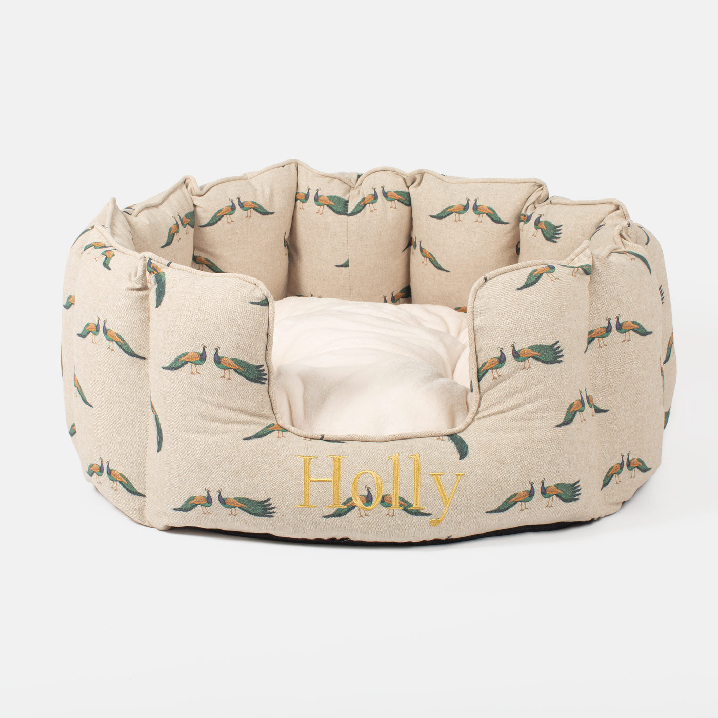 Discover the perfect high wall dog bed in the beautifully crafted woodland collection, this comfortable and cosy bed for dogs features an inner pillow with a plush fleece on the other side for a luxurious touch! Available to personalise now at Lords & Labradors    