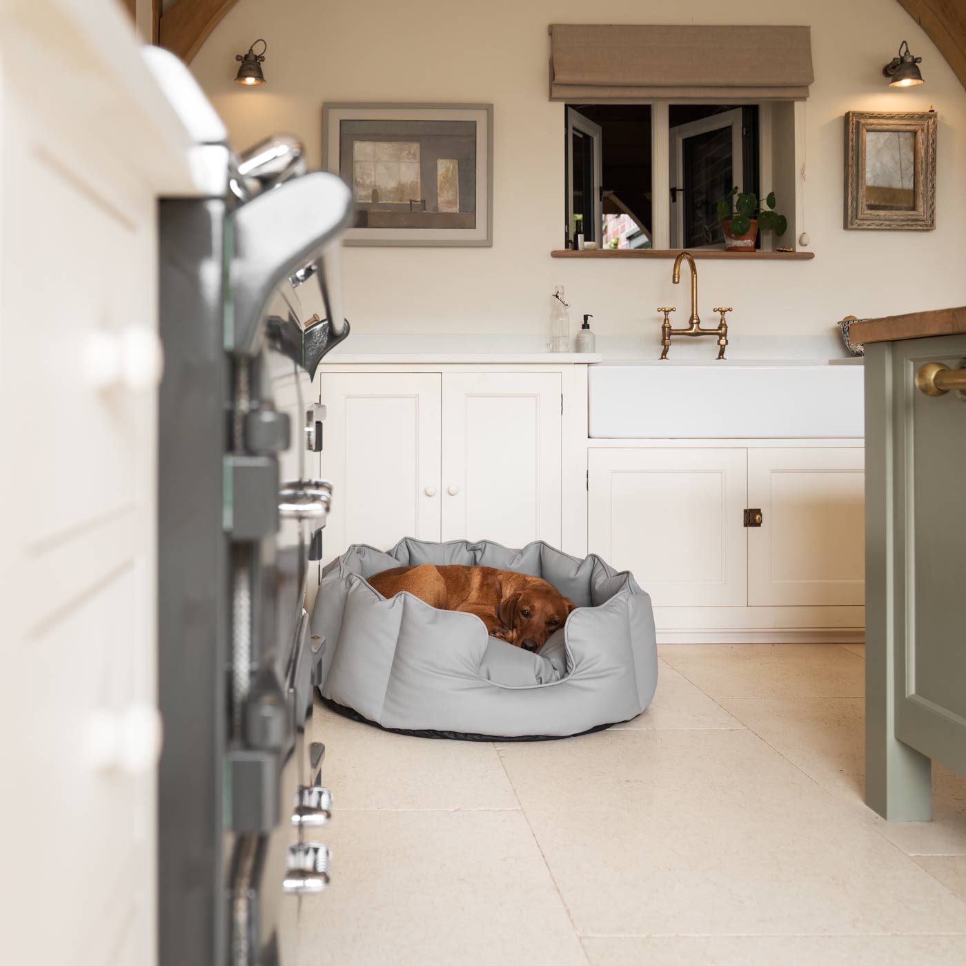 Luxury Handmade High Wall in Rhino Tough Faux Leather, in Granite, Perfect For Your Pets Nap Time! Available To Personalise at Lords & Labradors