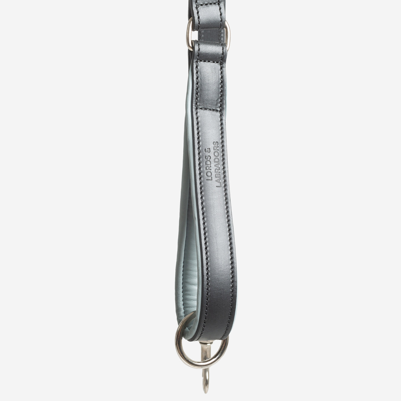 Discover dog walking luxury with our handcrafted Italian padded leather dog Lead in Black & Grey! The perfect Lead for dogs available now at Lords & Labradors    