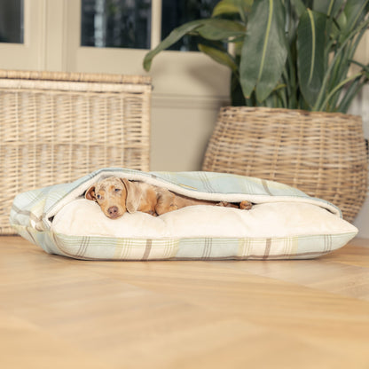 Discover The Perfect Burrow For Your Pet, Our Stunning Sleepy Burrow Dog Beds In Duck Egg Tweed Is The Perfect Bed Choice For Your Pet, Available Now at Lords & Labradors