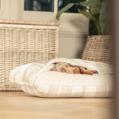 Discover The Perfect Burrow For Your Pet, Our Stunning Sleepy Burrow Dog Beds, In Natural Tweed Available Now at Lords & Labradors