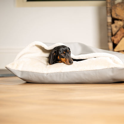 Lords & Labradors Sleepy Burrows Bed in Granite Rhino Faux Leather