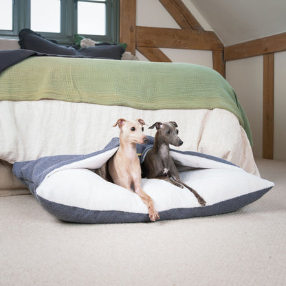 Discover The Perfect Burrow For Your Pet, Our Stunning Sleepy Burrow Dog Beds In Oxford Herringbone Is The Perfect Bed Choice For Your Pet, Available Now at Lords & Labradors