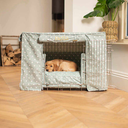Dog Crate Set in Duck Egg Spot by Lords & Labradors