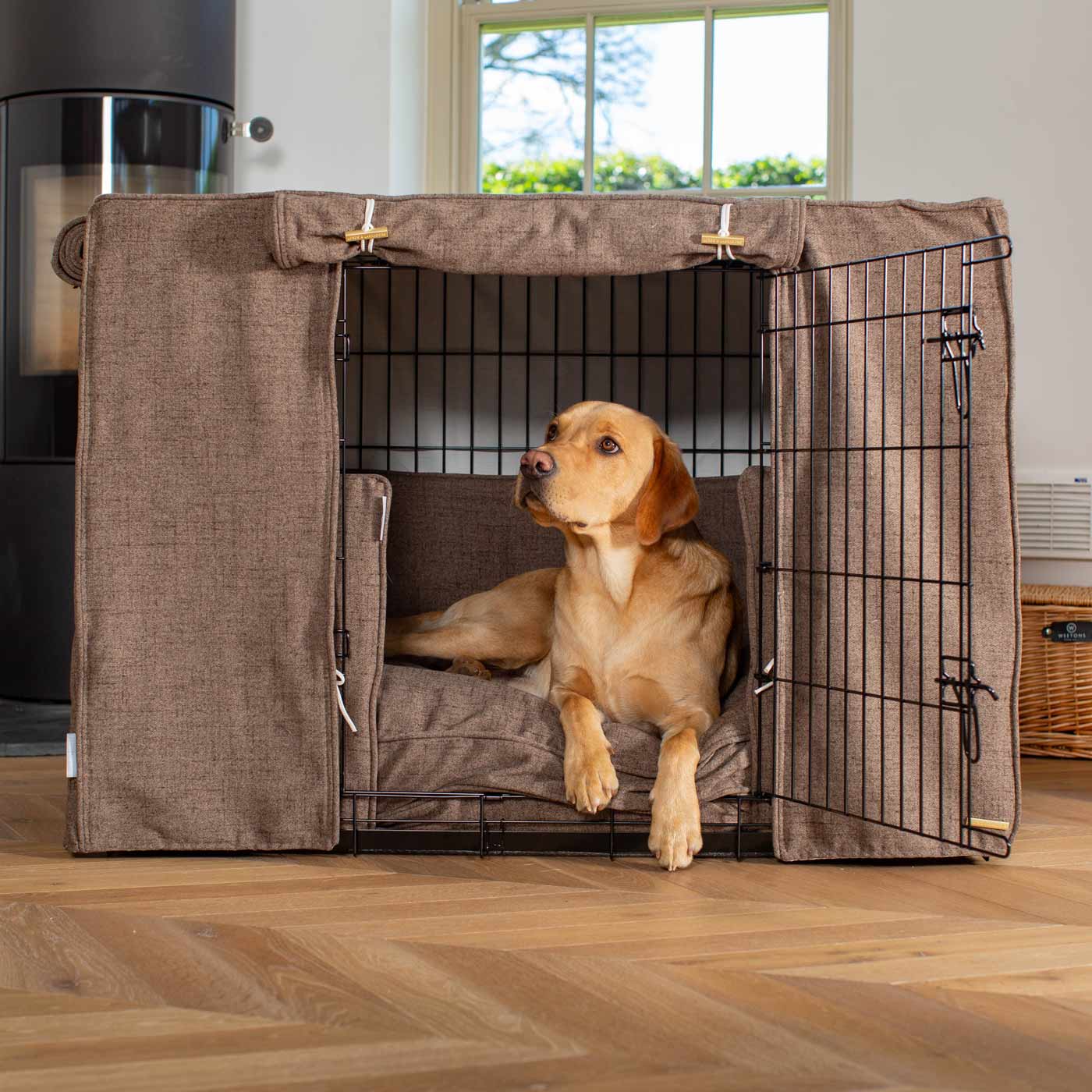 Dog Crate Set In Inchmurrin Umber by Lords & Labradors