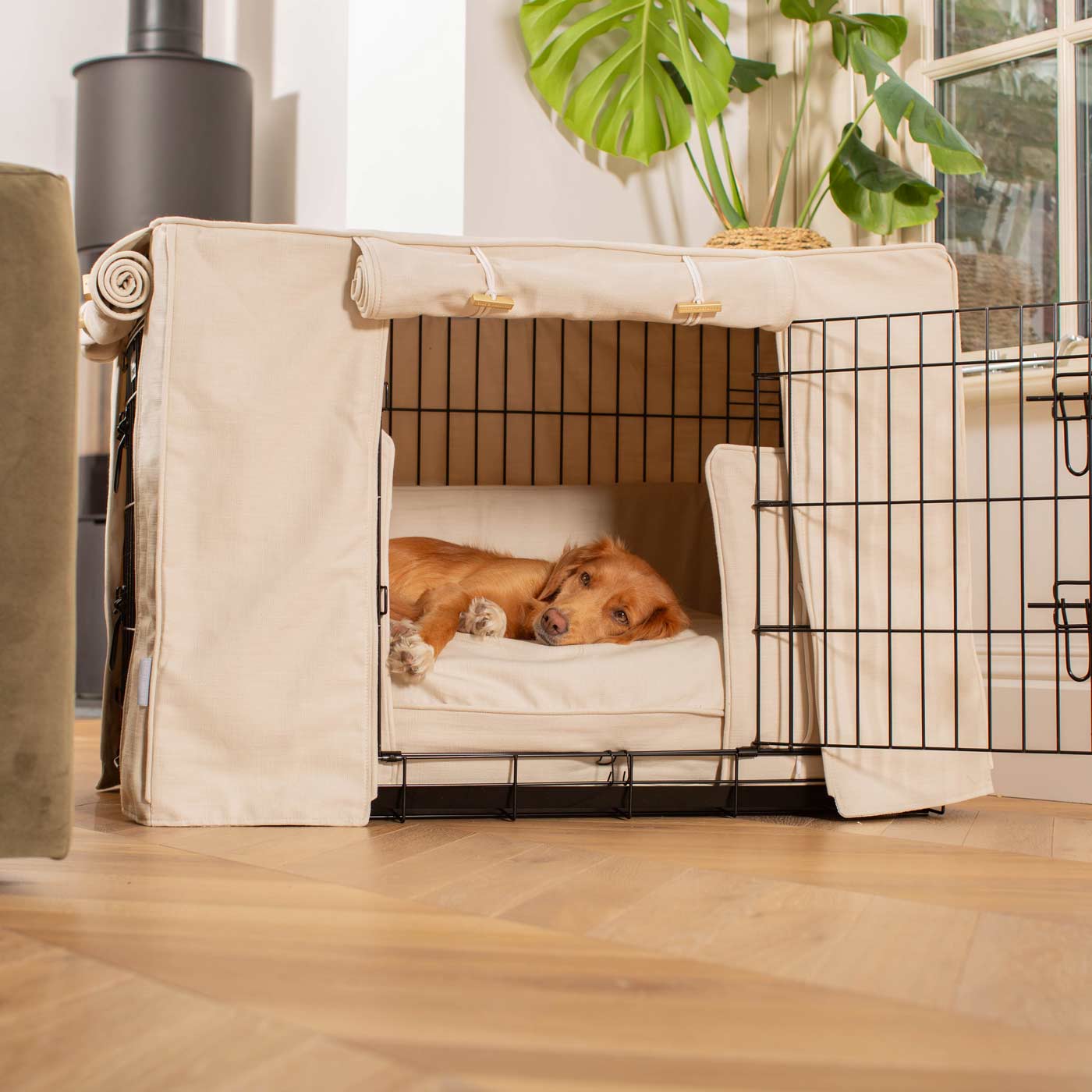 Luxury Heavy Duty Dog Crate, In Stunning Savanna Bone Crate Set, The Perfect Dog Crate Set For Building The Ultimate Pet Den! Dog Crate Cover Available To Personalise at Lords & Labradors