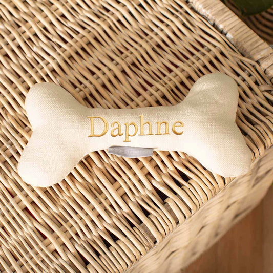 Present The Perfect Pet Playtime With Our Luxury Dog Bone Toy, In Stunning Savanna Bone! Available To Personalise Now at Lords & Labradors