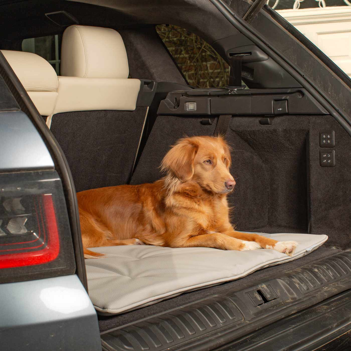 Embark on the perfect pet travel with our luxury Travel Mat in Rhino Granite. Featuring a Carry handle for on the move once Rolled up for easy storage, can be used as a seat cover, boot mat or travel bed! Available now at Lords & Labradors