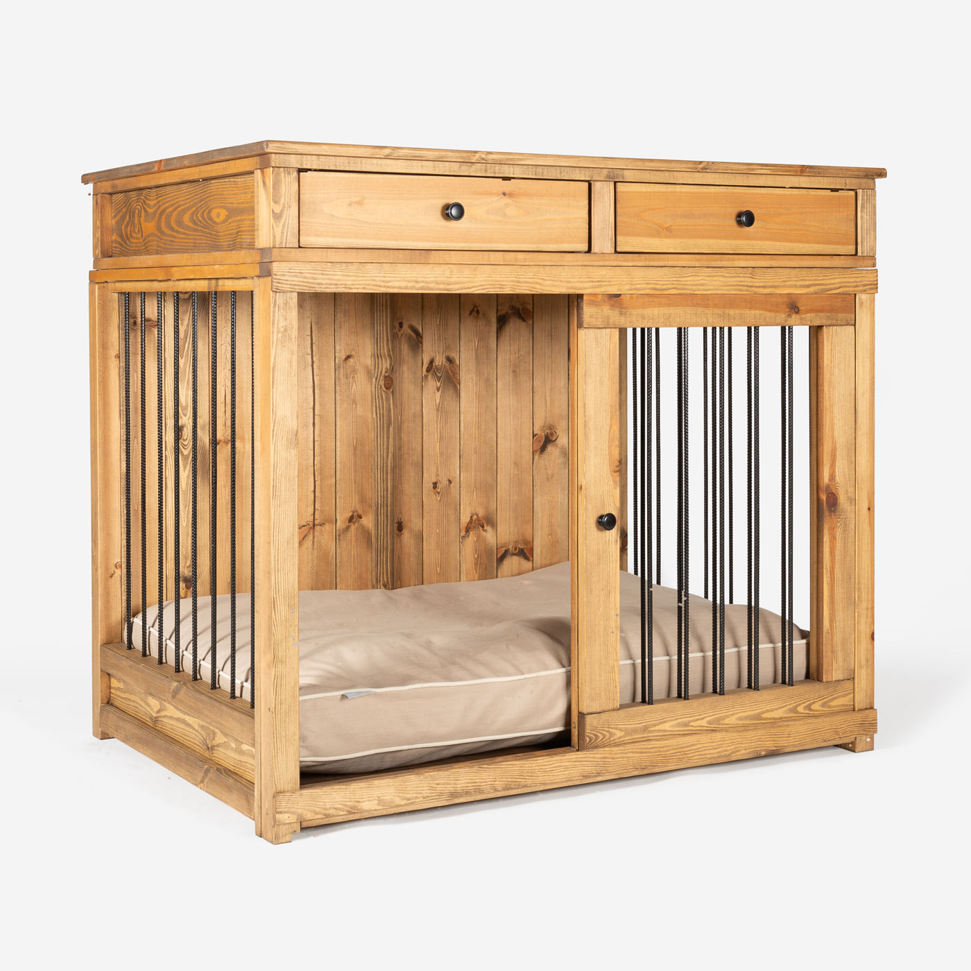 Wooden Sliding Door Broadsand Dog Crate with Drawer by Lords & Labradors