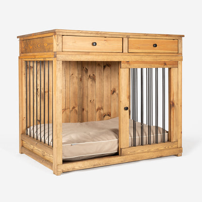 Wooden Sliding Door Broadsand Dog Crate with Drawer by Lords & Labradors