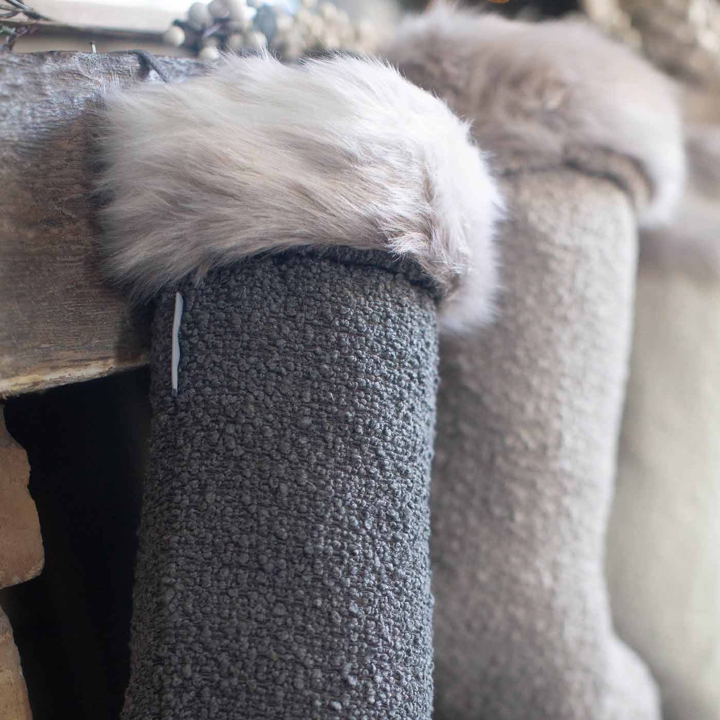 Gift your furry friend the perfect pet Christmas gift with our beautifully crafted Christmas Stocking Sock, fill and gift your pet this festive holiday with the most wholesome gifts for Christmas! Available now in stunning Granite Boucle at Lords & Labradors 