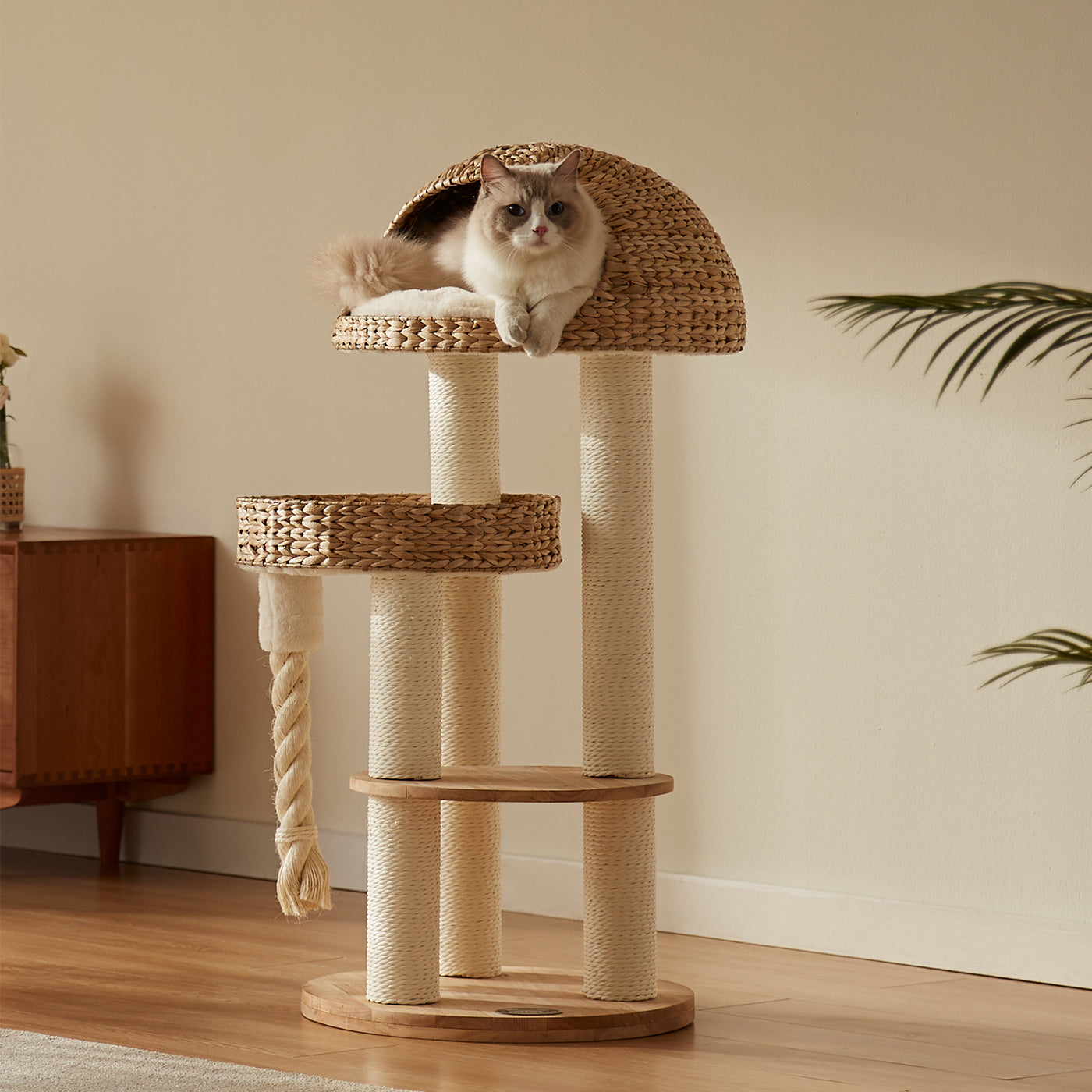 Discover our Luxury Helsinki The Dome Cat Tree. The Perfect Cat Tree For The Ultimate Cat Fun! Featuring Three Scratch Posts, Complete With A Beautiful Wicker & Dome Design! Available Now at Lords & Labradors 