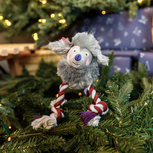 Zoon Santa Penelope Poodle Rope Legs Christmas Toy