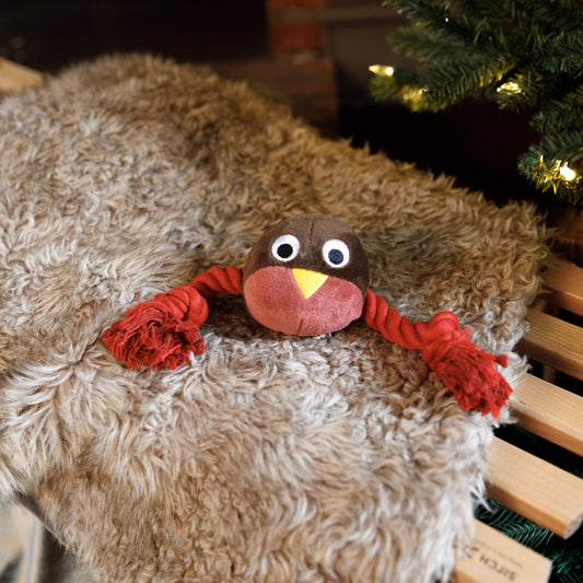 Ryan Robin With Rope Plush Christmas Dog Toy