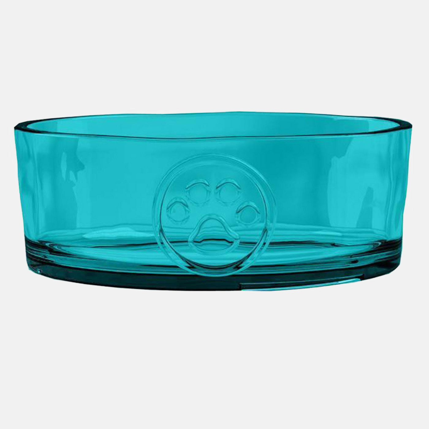 Medallion Paw Print Clear Teal Pet Bowl