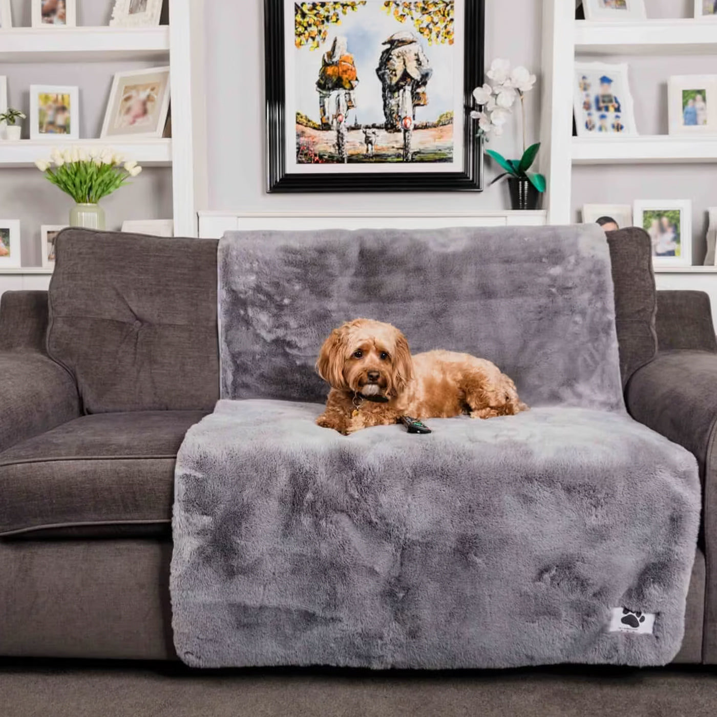 Pet Rebellion Faux Fur Comfy Sofa Cover Grey