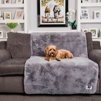 Pet Rebellion Faux Fur Comfy Sofa Cover Grey
