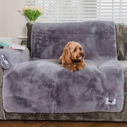 Pet Rebellion Faux Fur Comfy Sofa Cover Grey