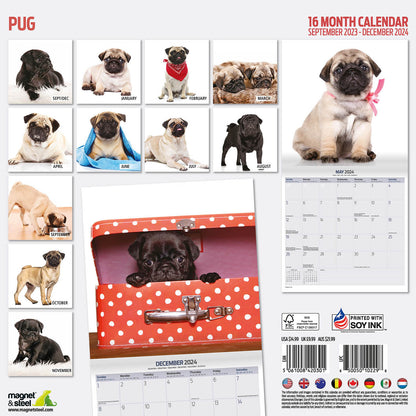 Pug Modern Calendar 2024