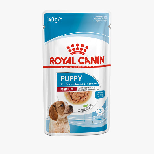 Royal Canin Puppy Medium Breed Wet Dog Food Chunks in Gravy (40 x 140g)