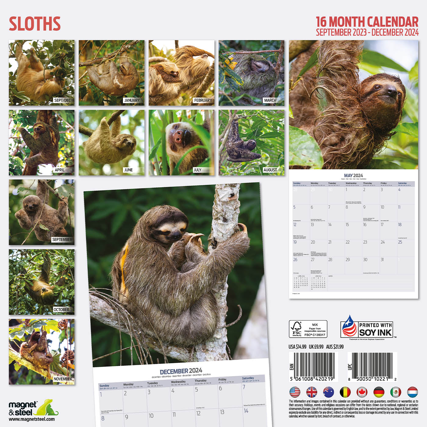 Sloths Calendar 2024