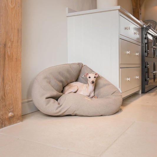 Luxury Dog Cushions & Beds, in Squash 'Em in Putty , The Perfect Snuggly Cave For Dogs To Burrow! Available Now at Lords & Labradors