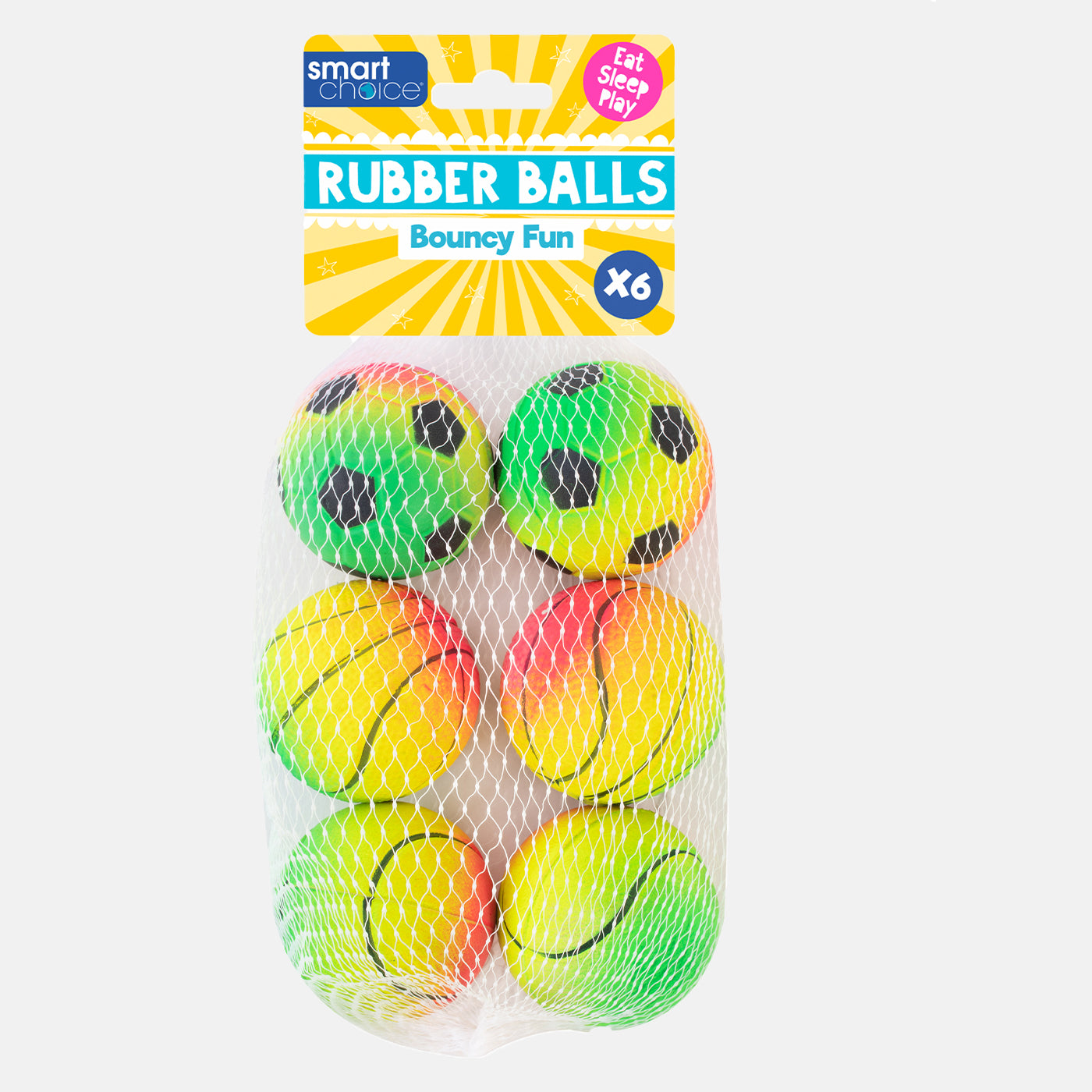 Summer Rainbow Rubber Balls 6 Pack