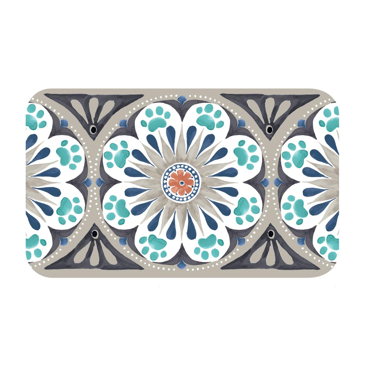Carmel Medallion Pet Placemat - Grey