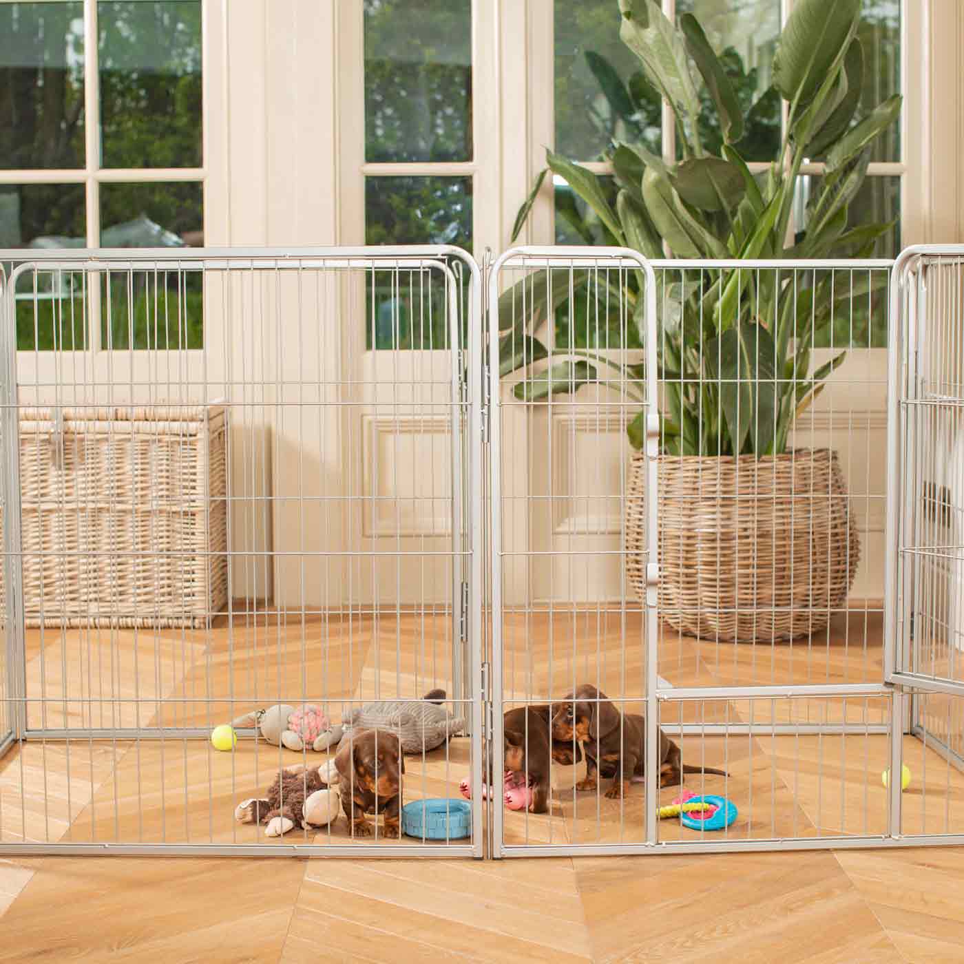 Imperfect 80cm High Puppy Play Pen in Grey by Lords & Labradors
