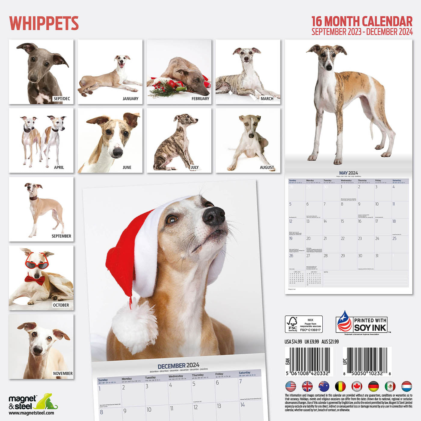 Whippets Modern Calendar 2024