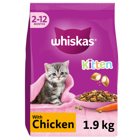 Whiskas 2-12 Months Kitten Complete Dry Food with Chicken 1.9KG