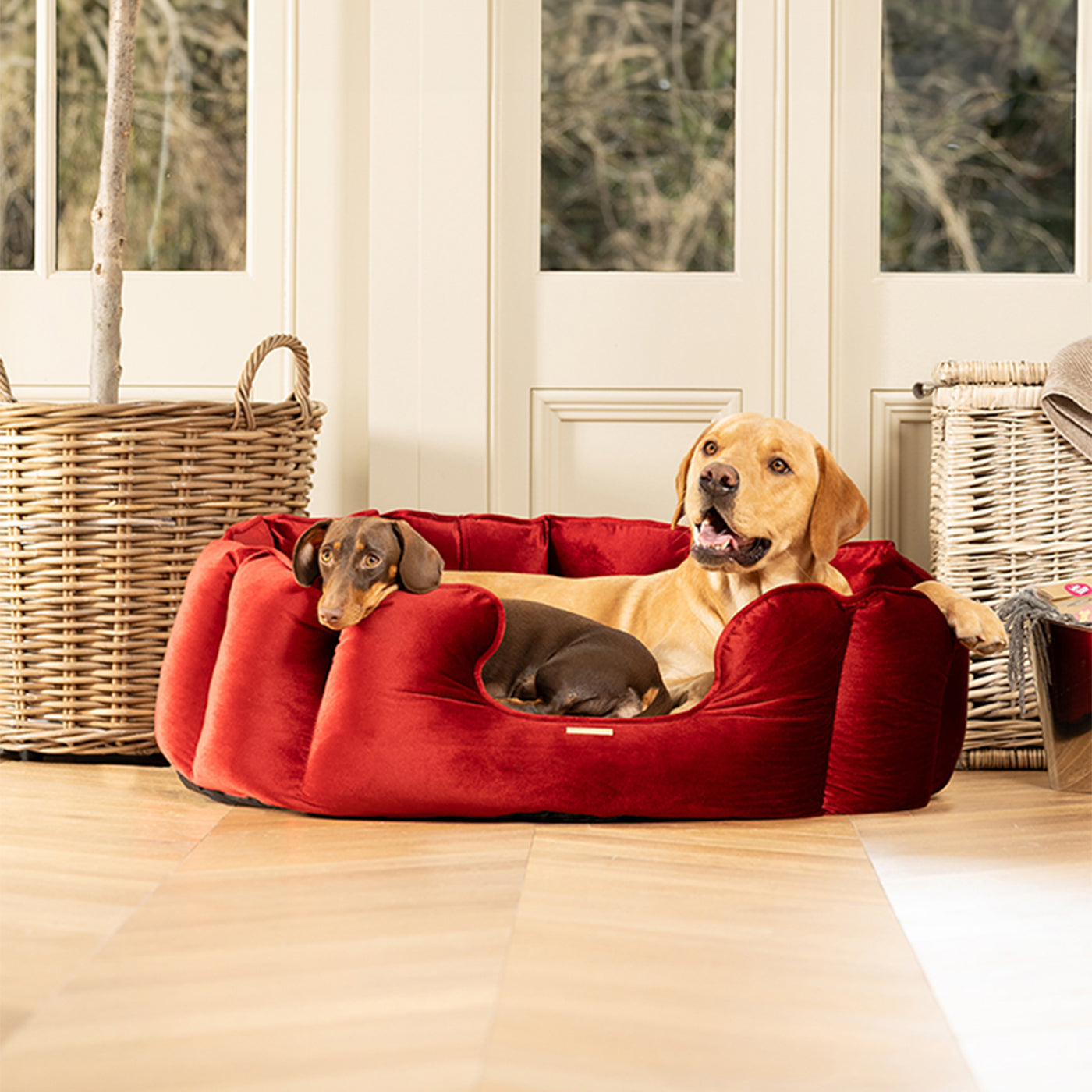Valentines Edition High Wall Luxury Velvet Bed For Dogs