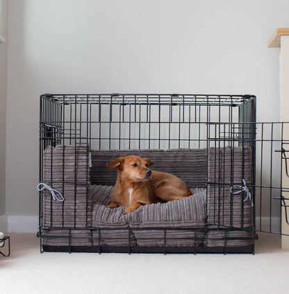 Discover our Luxury Full Dog Crate Bumper, in Dark Grey Essentials Plush . The Perfect Dog Crate Accessory, Now Available at Lords & Labradors