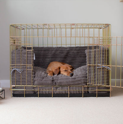 Discover our Luxury Full Dog Crate Bumper, in Dark Grey Essentials Plush . The Perfect Dog Crate Accessory, Now Available at Lords & Labradors