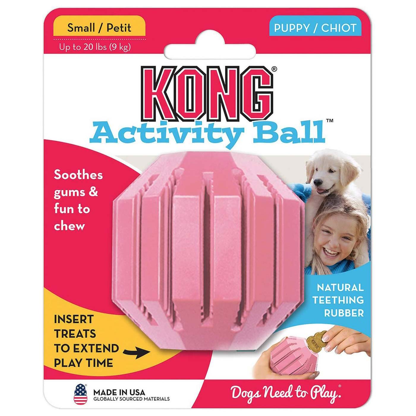KONG Puppy Ball Con Foro - Giocattolo Per Cuccioli - In Gomma