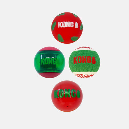KONG Holiday Occasion Dog Ball Toys (4 Pack), Interactive Play Toys For Pets, Available Now at Lords & Labradors